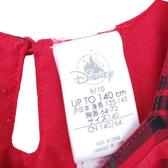 Disney Flannel Pajama Nightgown Sz 9/10 Girl Red Black Plaid Minnie Mouse Japan - Picture 3 of 5